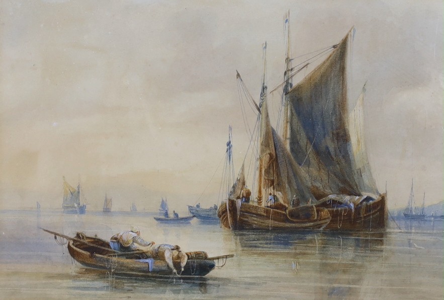 Attributed to Clarkson Stanfield (1793-1869), watercolour, Sheerness 1840, 18 x 26cm
